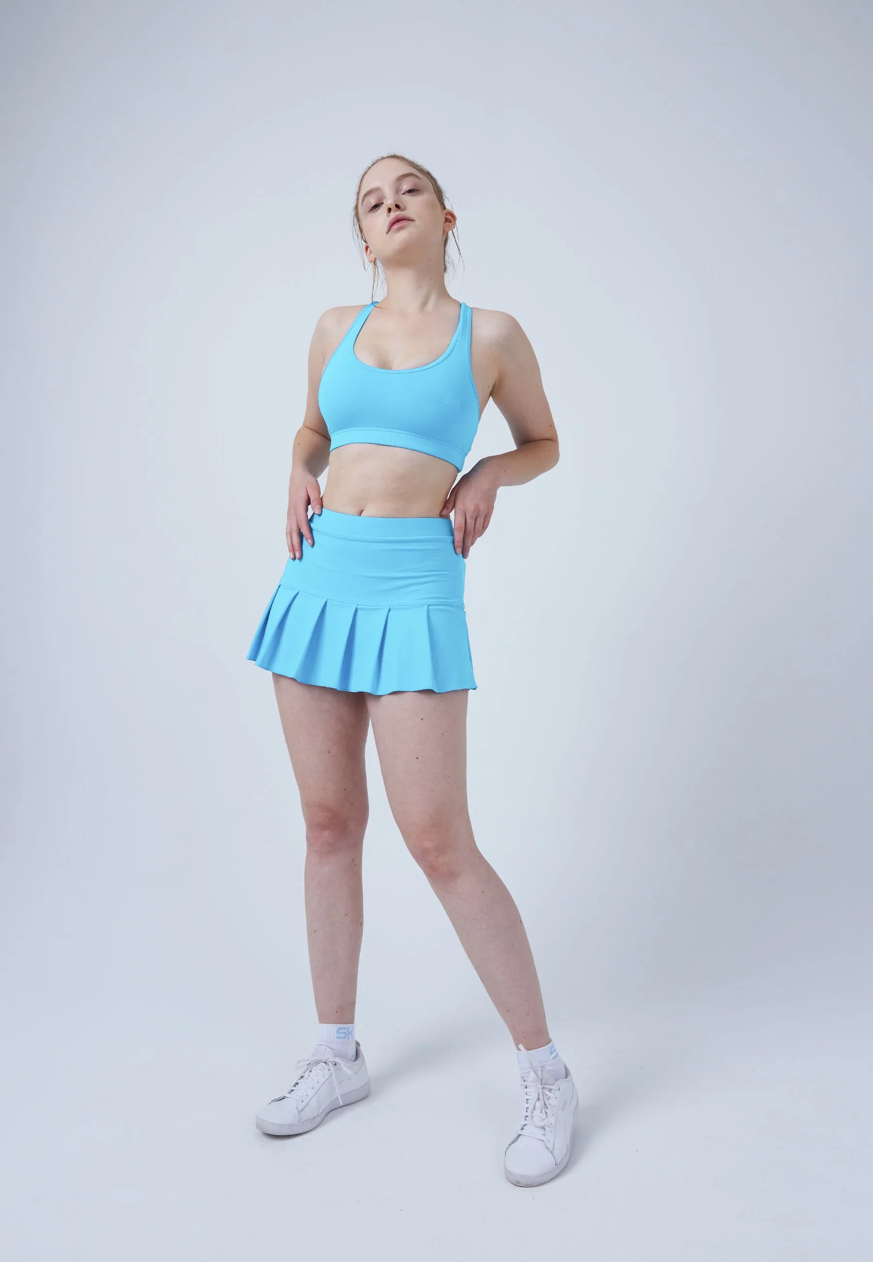 Pleated Tennis Skort, light blue