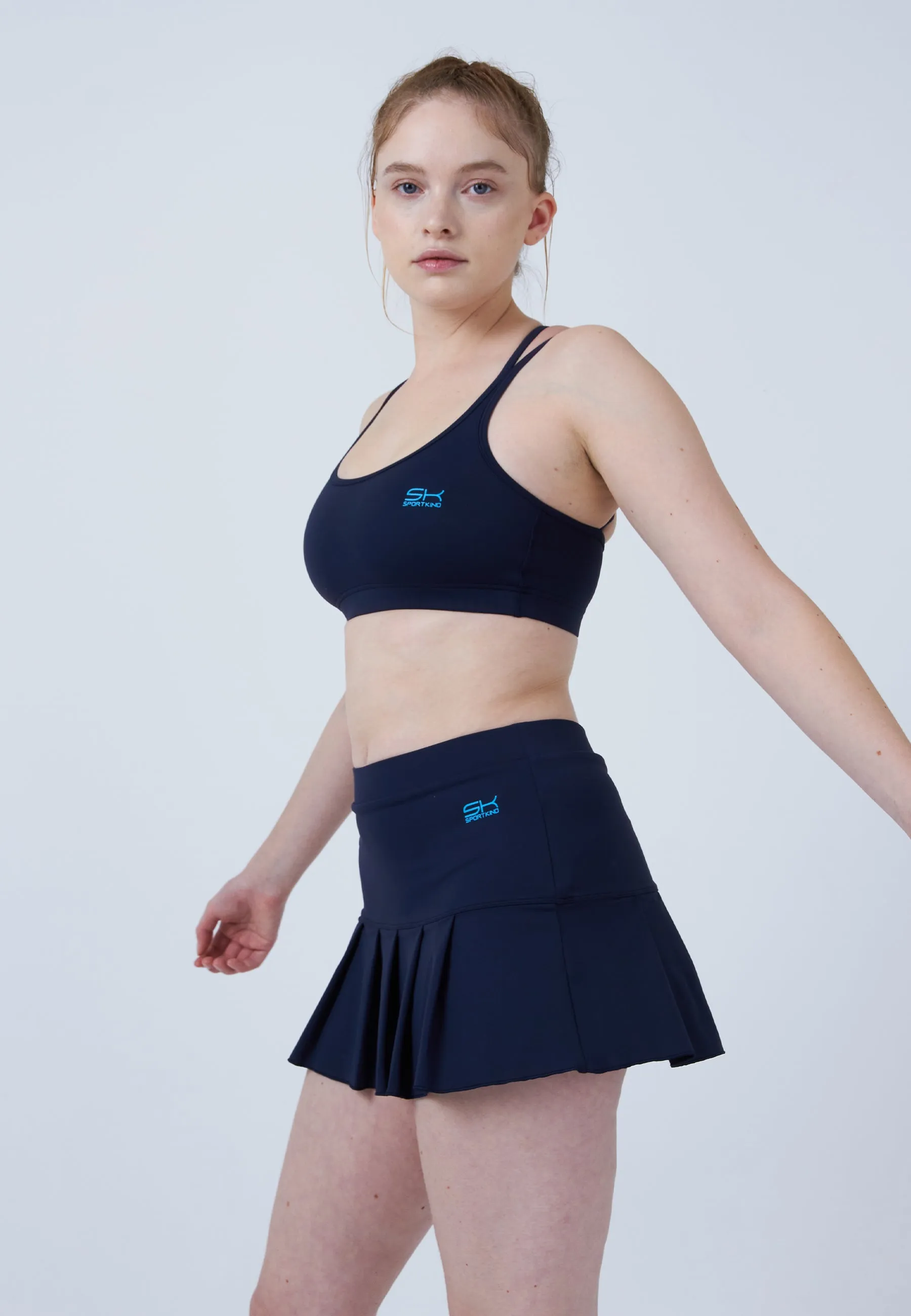 Pleated Tennis Skort, navy blue