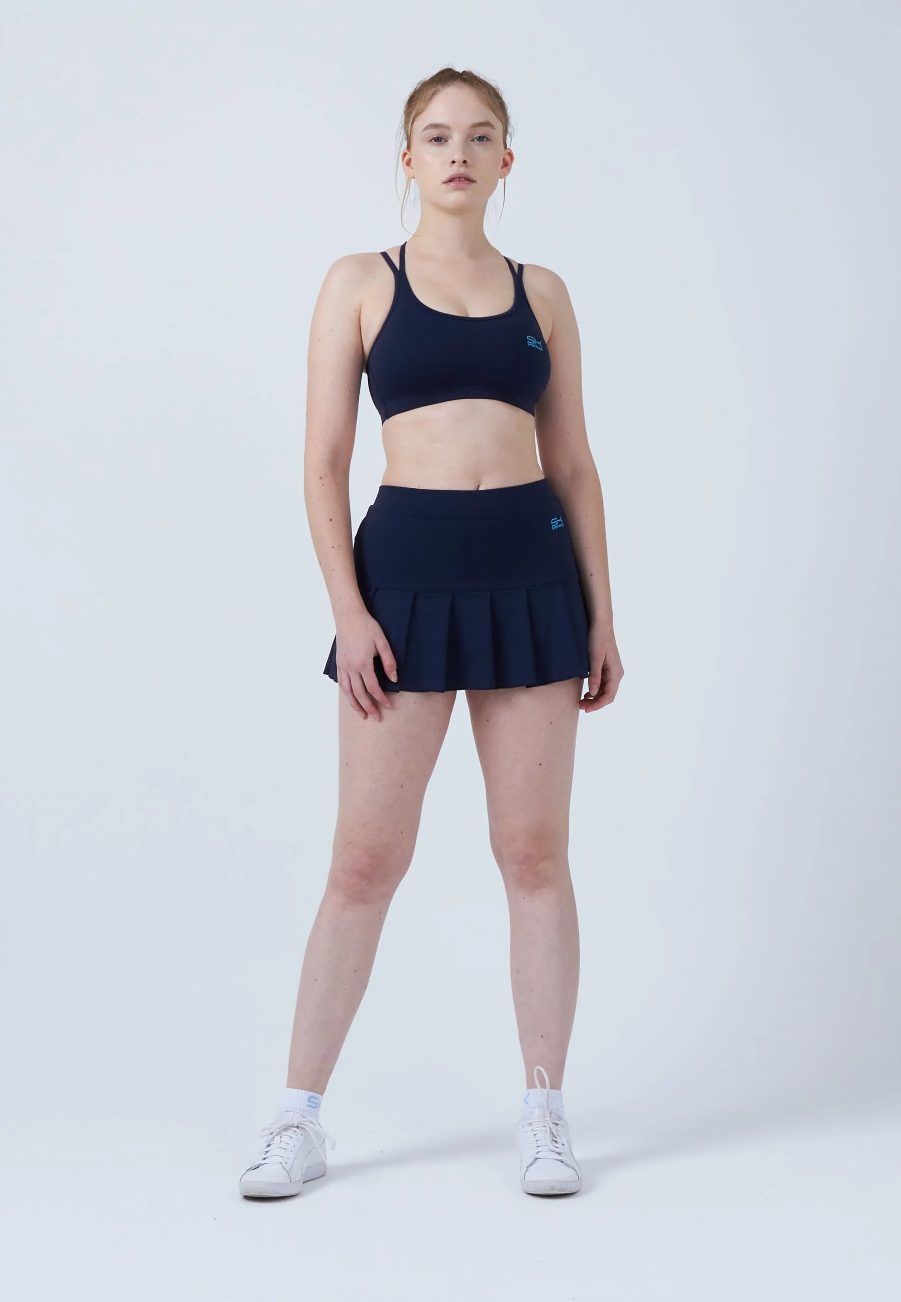 Pleated Tennis Skort, navy blue