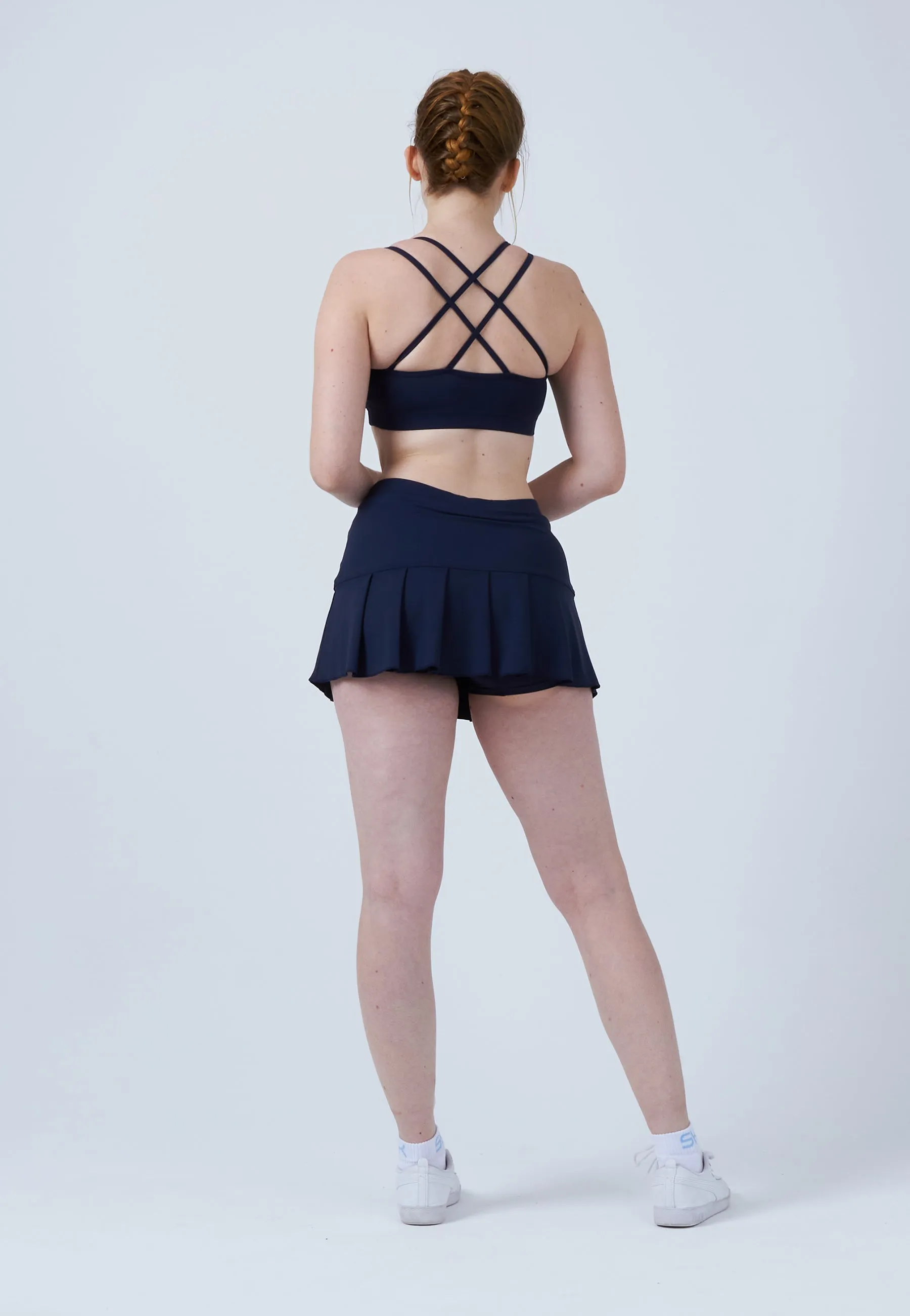 Pleated Tennis Skort, navy blue