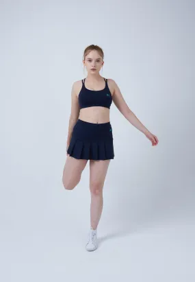 Pleated Tennis Skort, navy blue