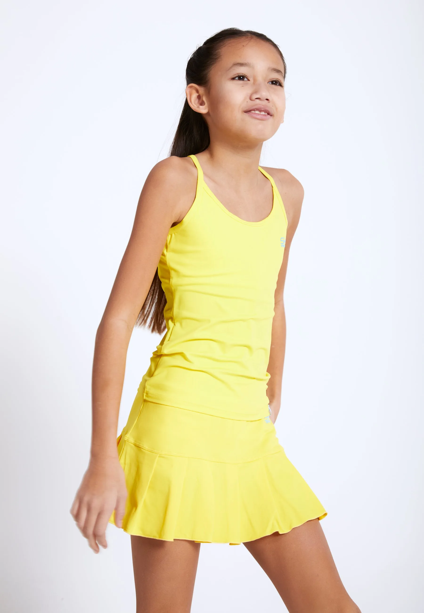 Pleated Tennis Skort, yellow