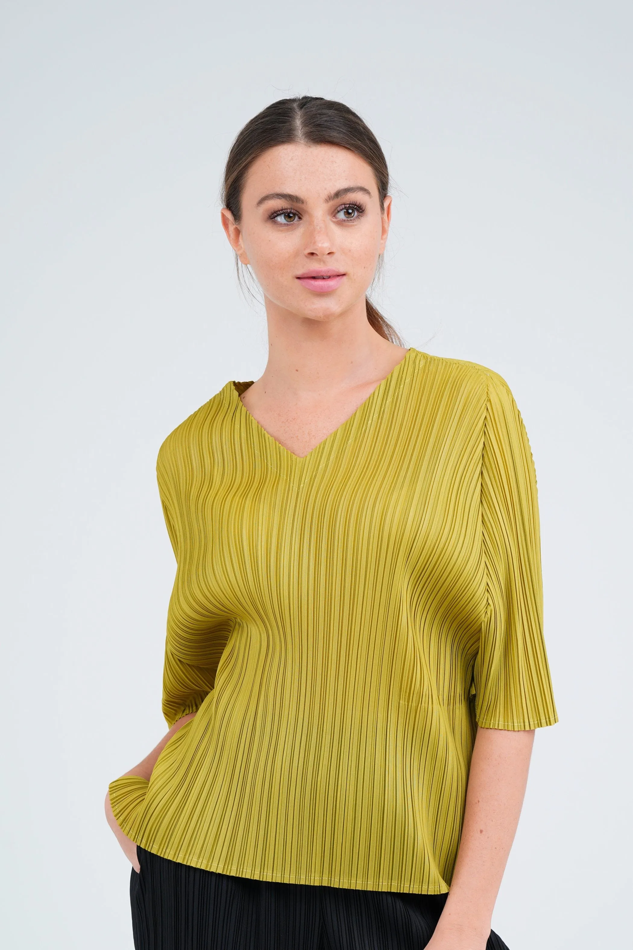 Pleated V-Neck Top