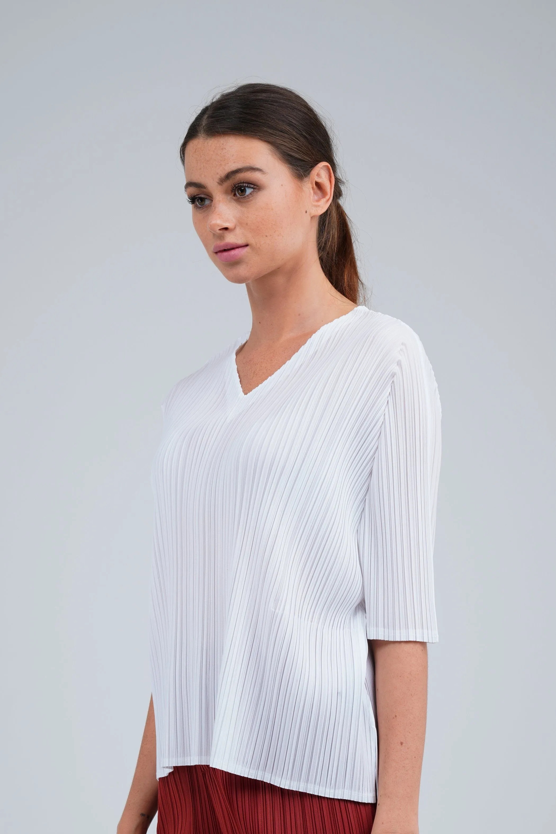 Pleated V-Neck Top