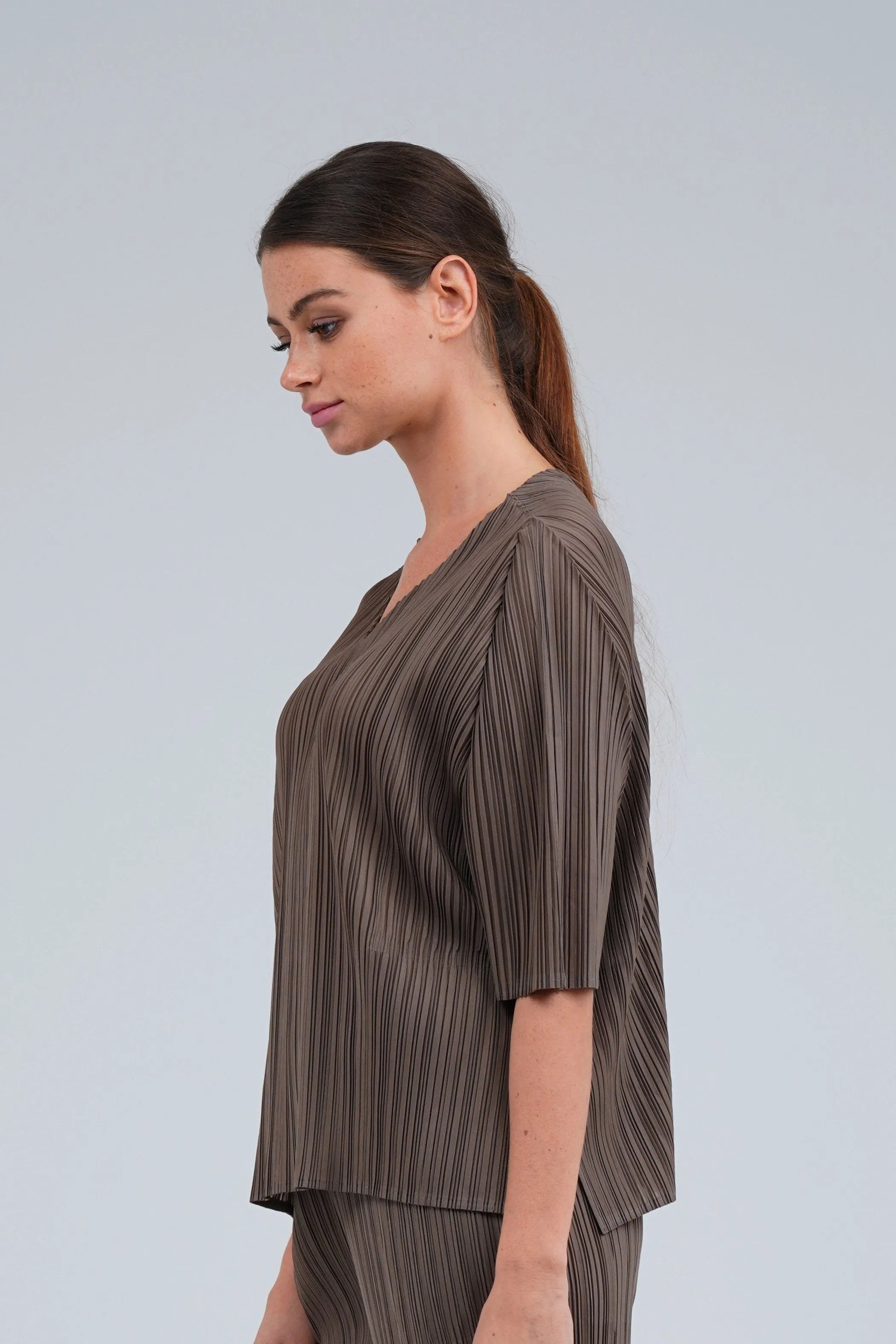 Pleated V-Neck Top