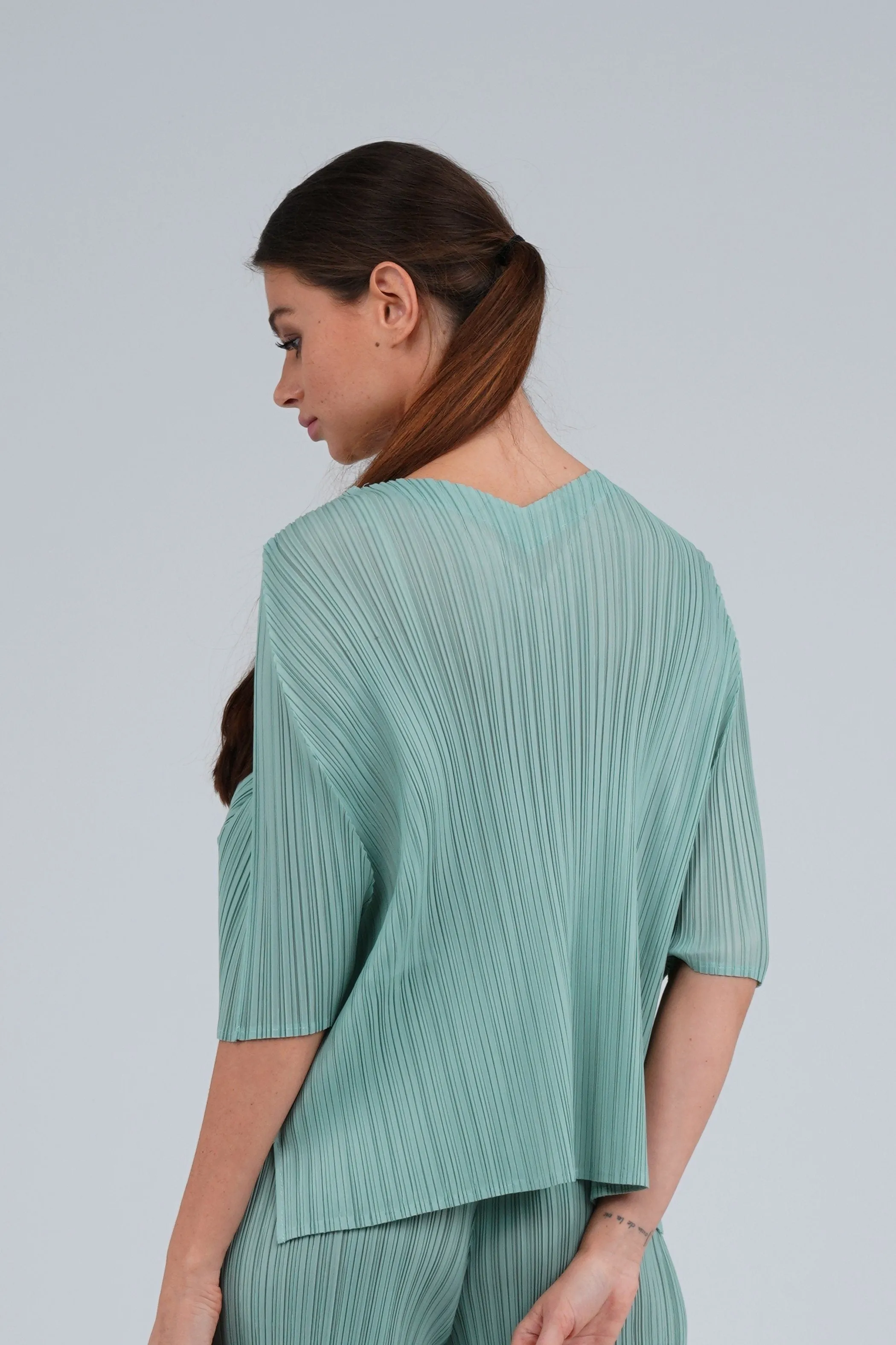 Pleated V-Neck Top