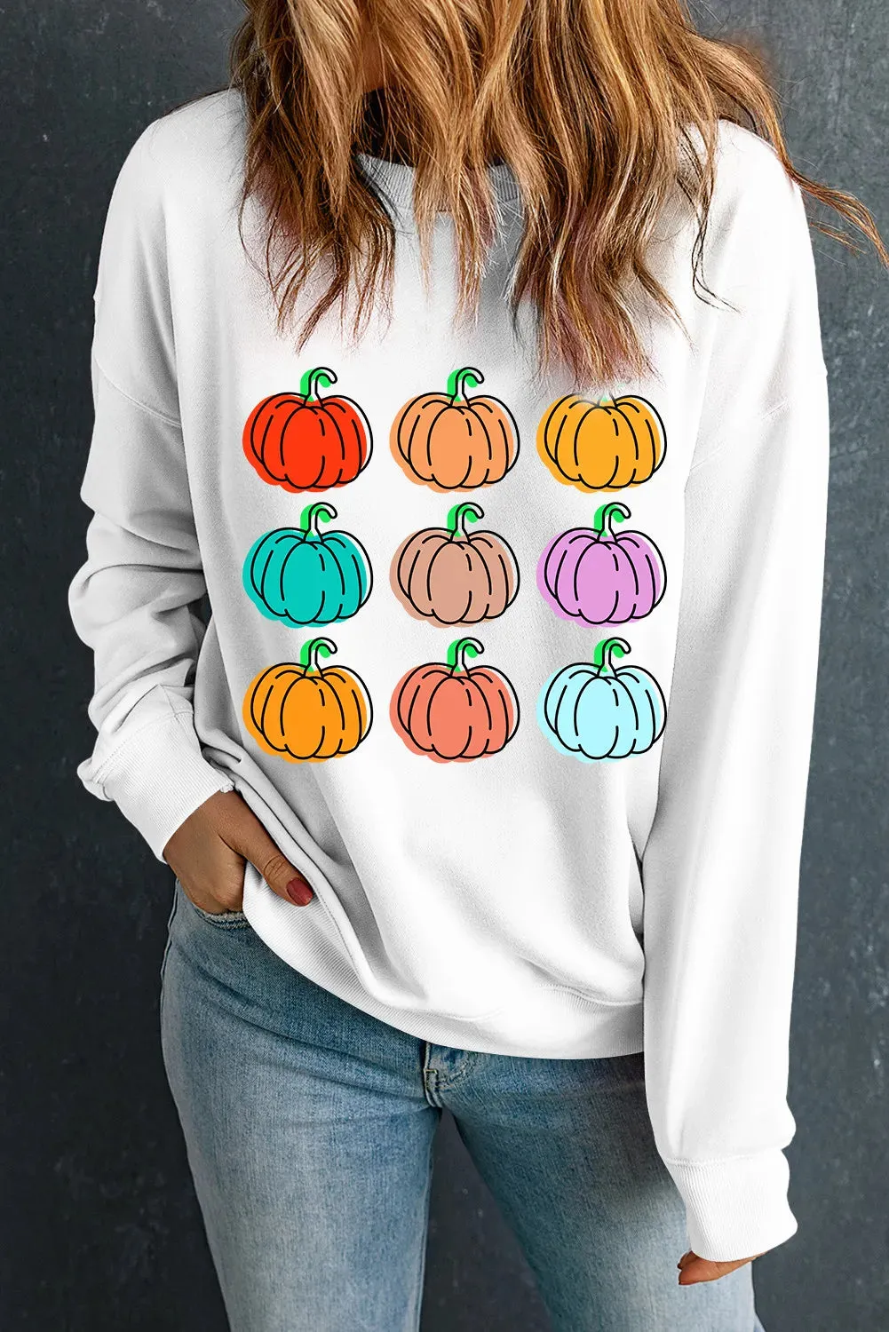 Pumpkin Graphic Long Sleeve Sweatshirt