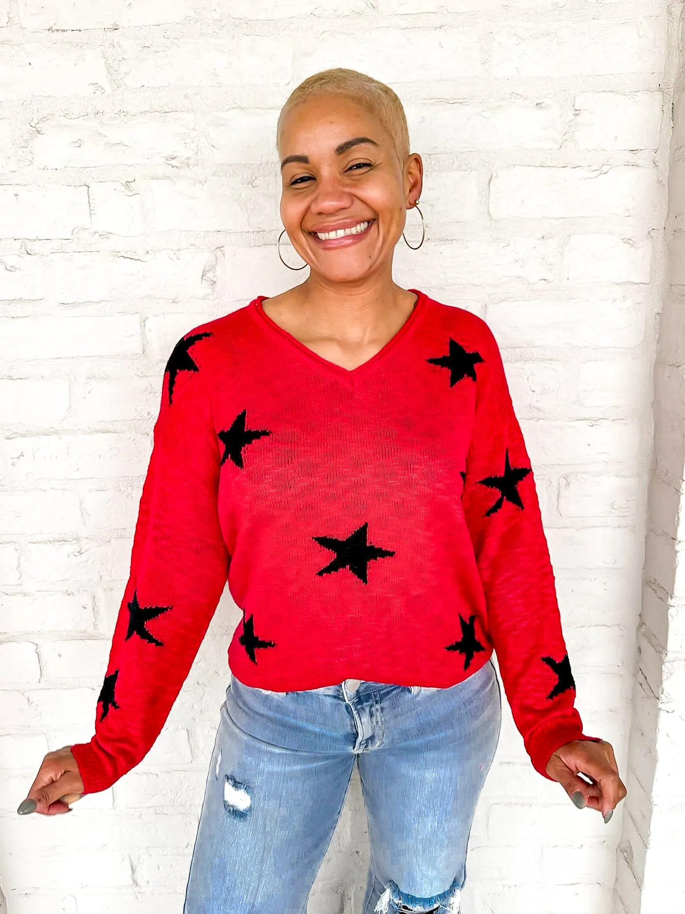 Queen Of Americana Game Day Sweater Red