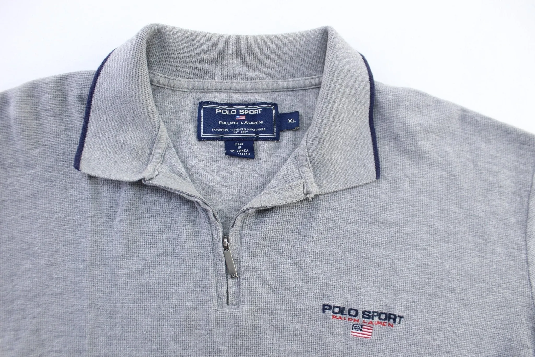 Ralph Lauren Polo Sport Embroidered Grey Zip Up Sweater