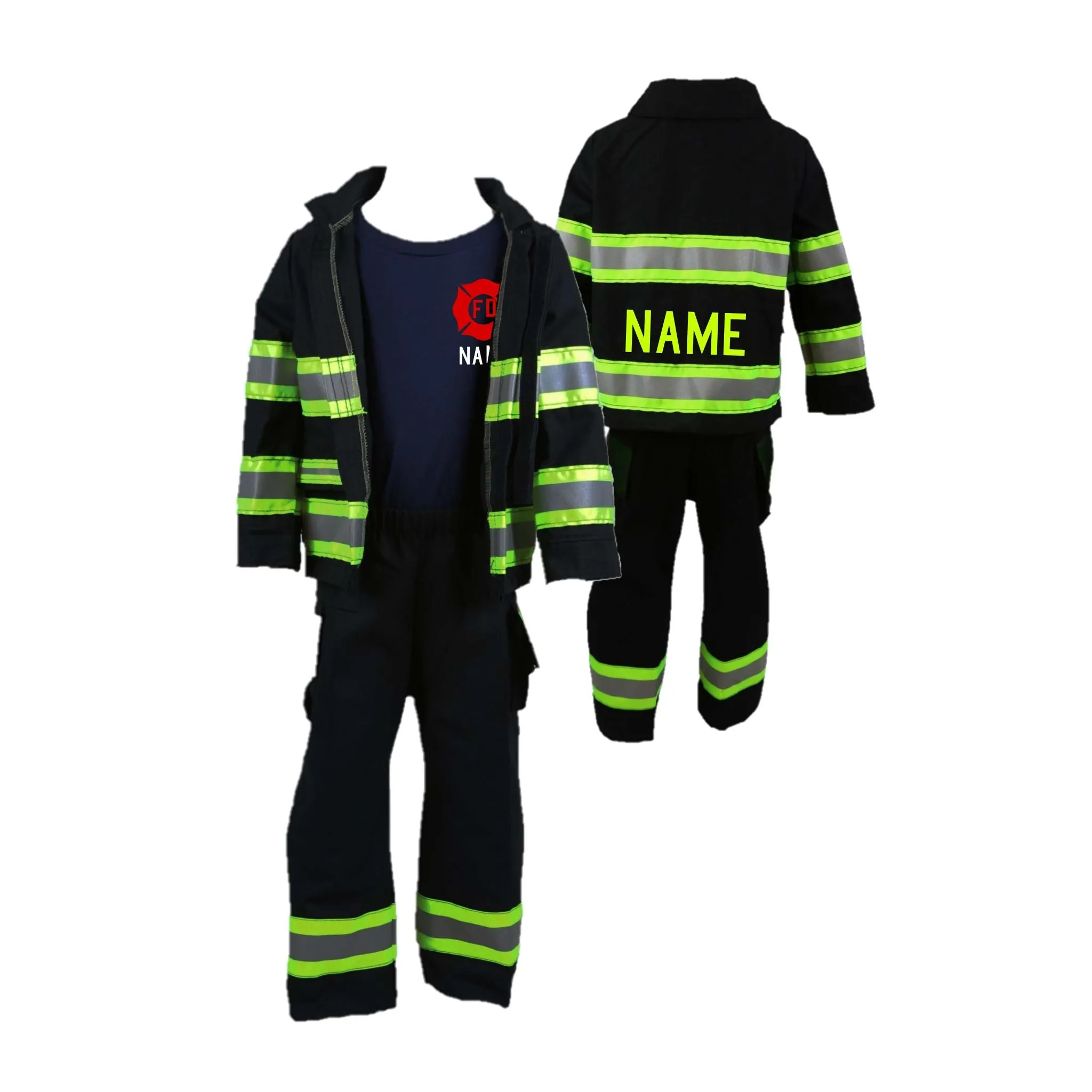 RED MALTESE CROSS Firefighter Personalized 3PC Toddler Outfit