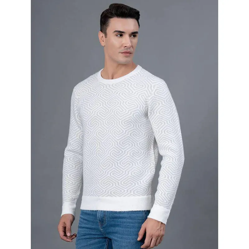 Red Tape Men's Off White Melange Sweater