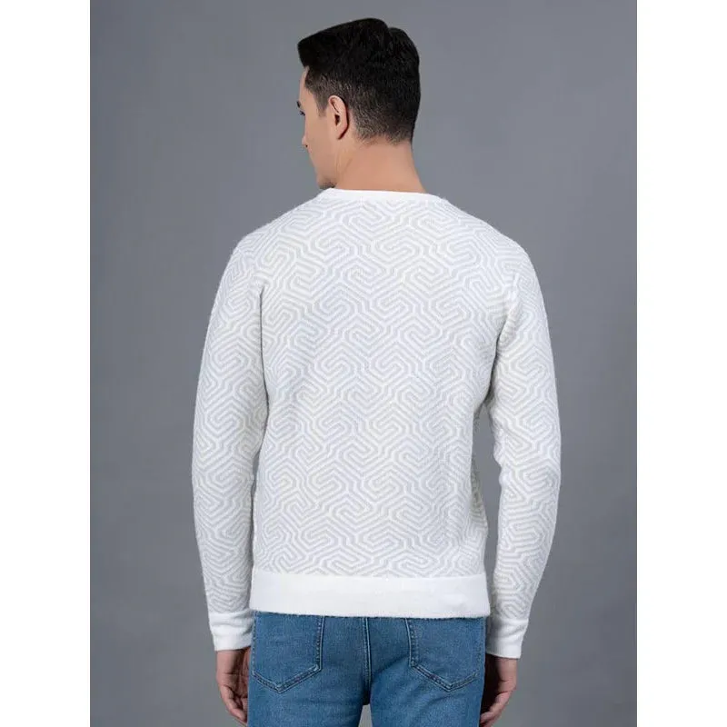 Red Tape Men's Off White Melange Sweater