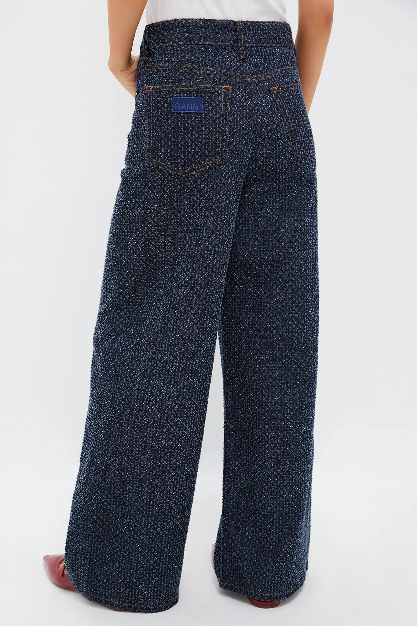 Rinse Fluffy Denim Wide Jeans