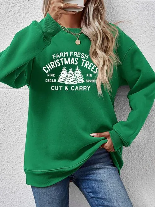 Round Neck Graphic Long Sleeve Sweatshirt