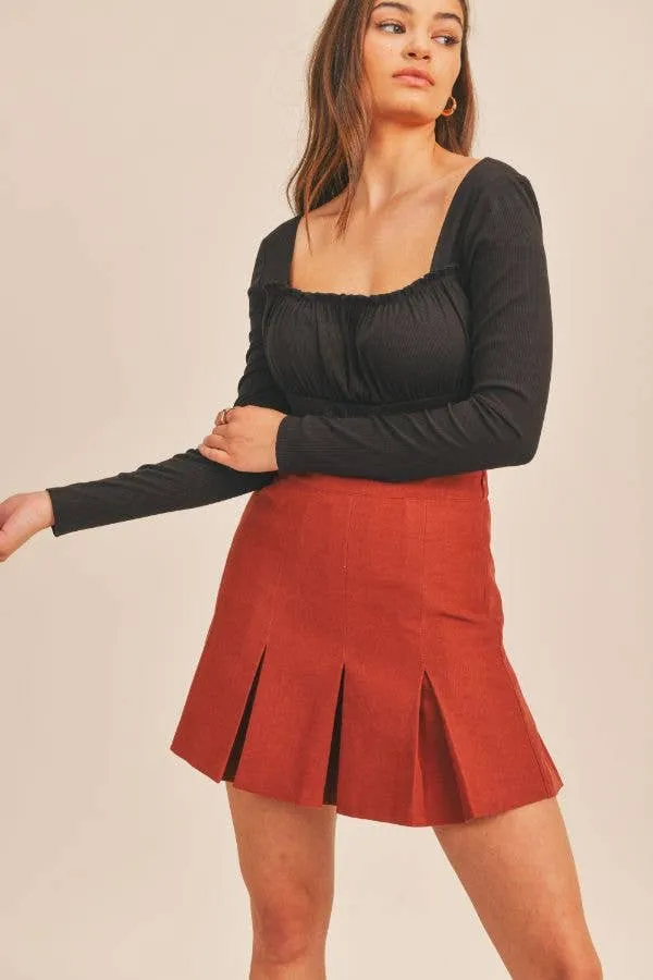 Rust Secret Splendor Pleated Skirt