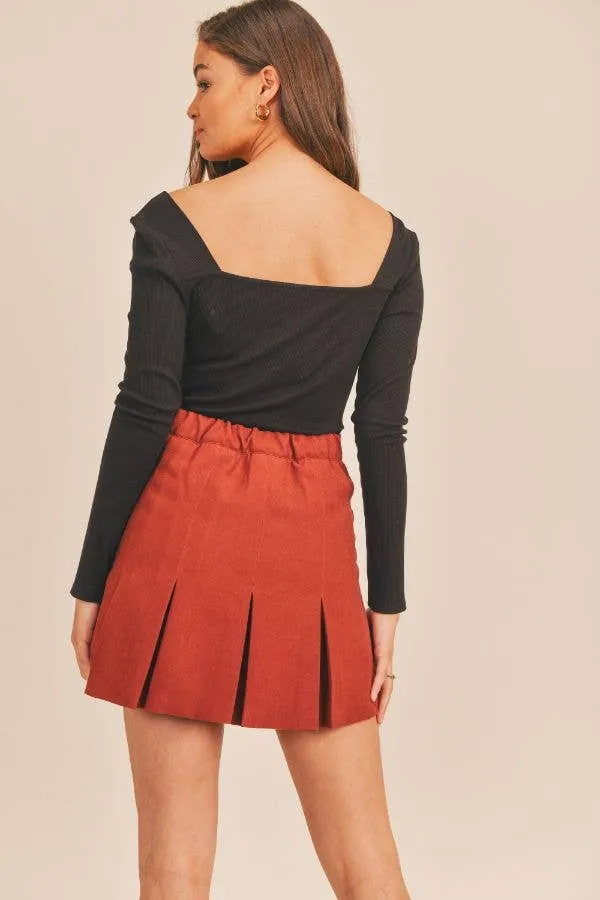 Rust Secret Splendor Pleated Skirt