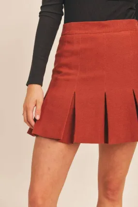 Rust Secret Splendor Pleated Skirt