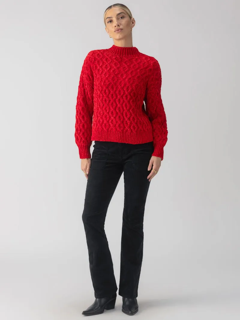 Sanctuary Cable Mock Neck Sweater - Red