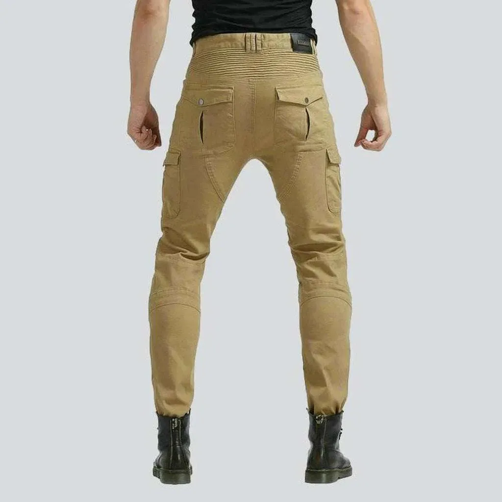 Sand color cargo biker jeans