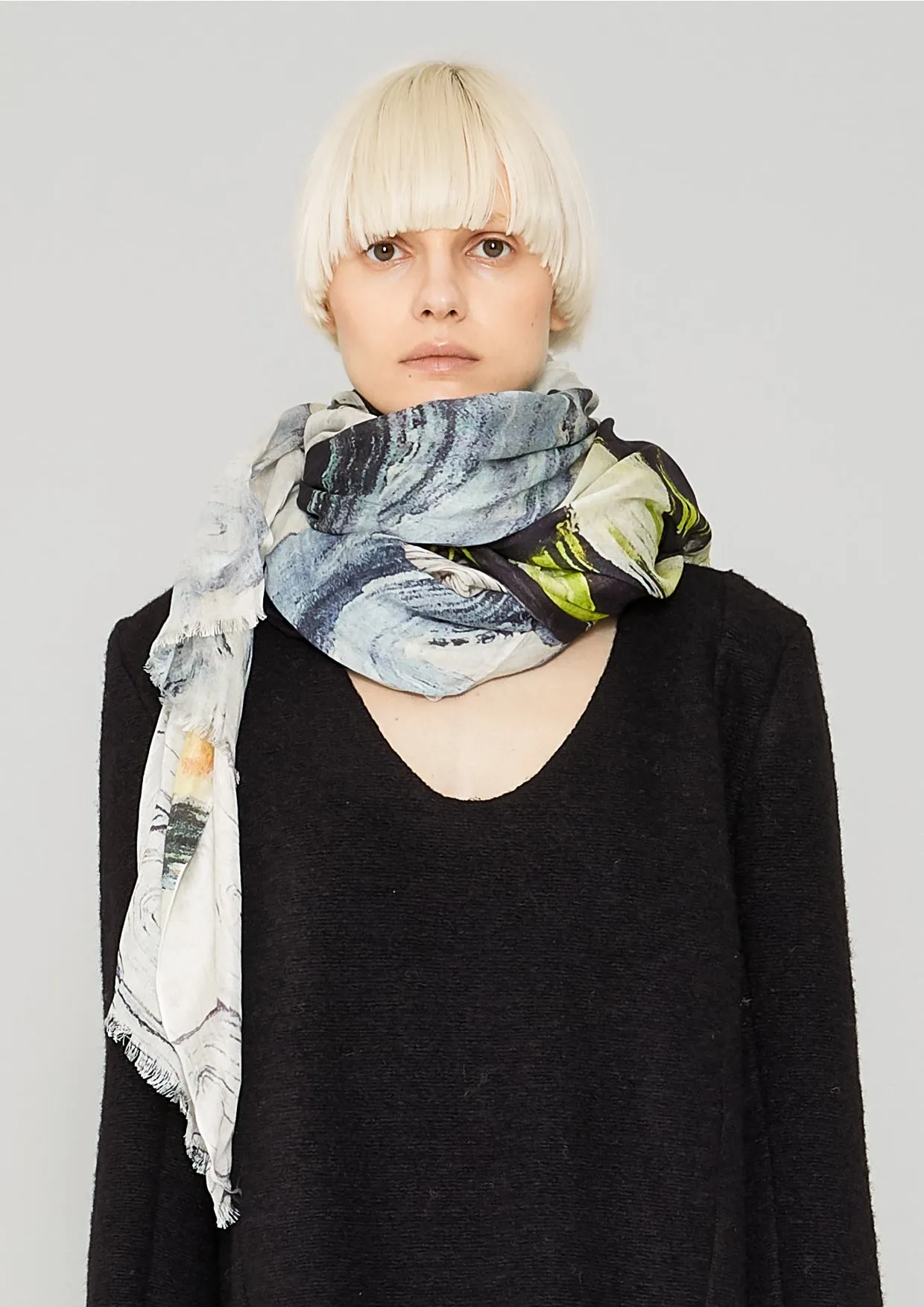 SCARF FRINGE - SOFT MODAL printed drawings