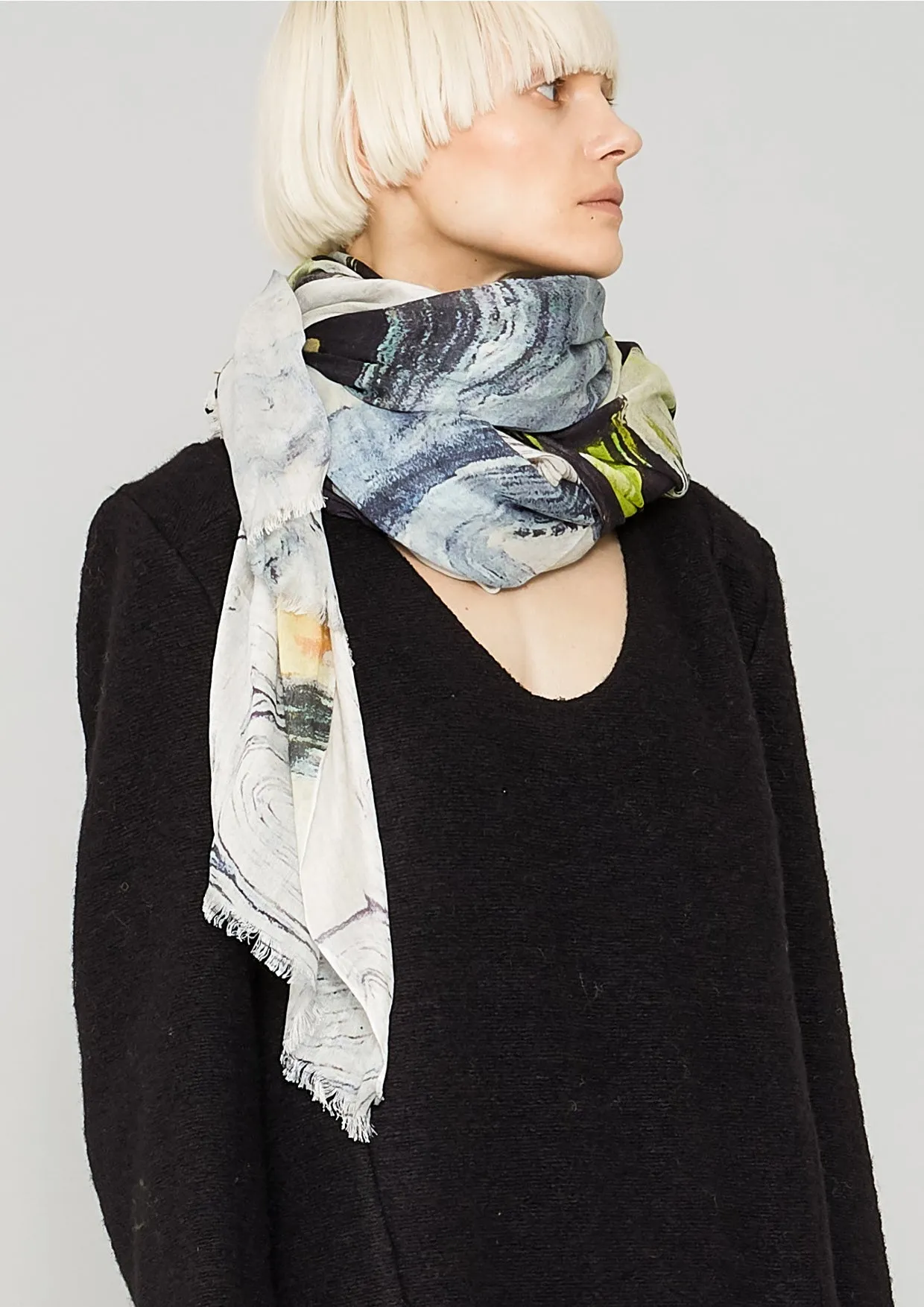 SCARF FRINGE - SOFT MODAL printed drawings