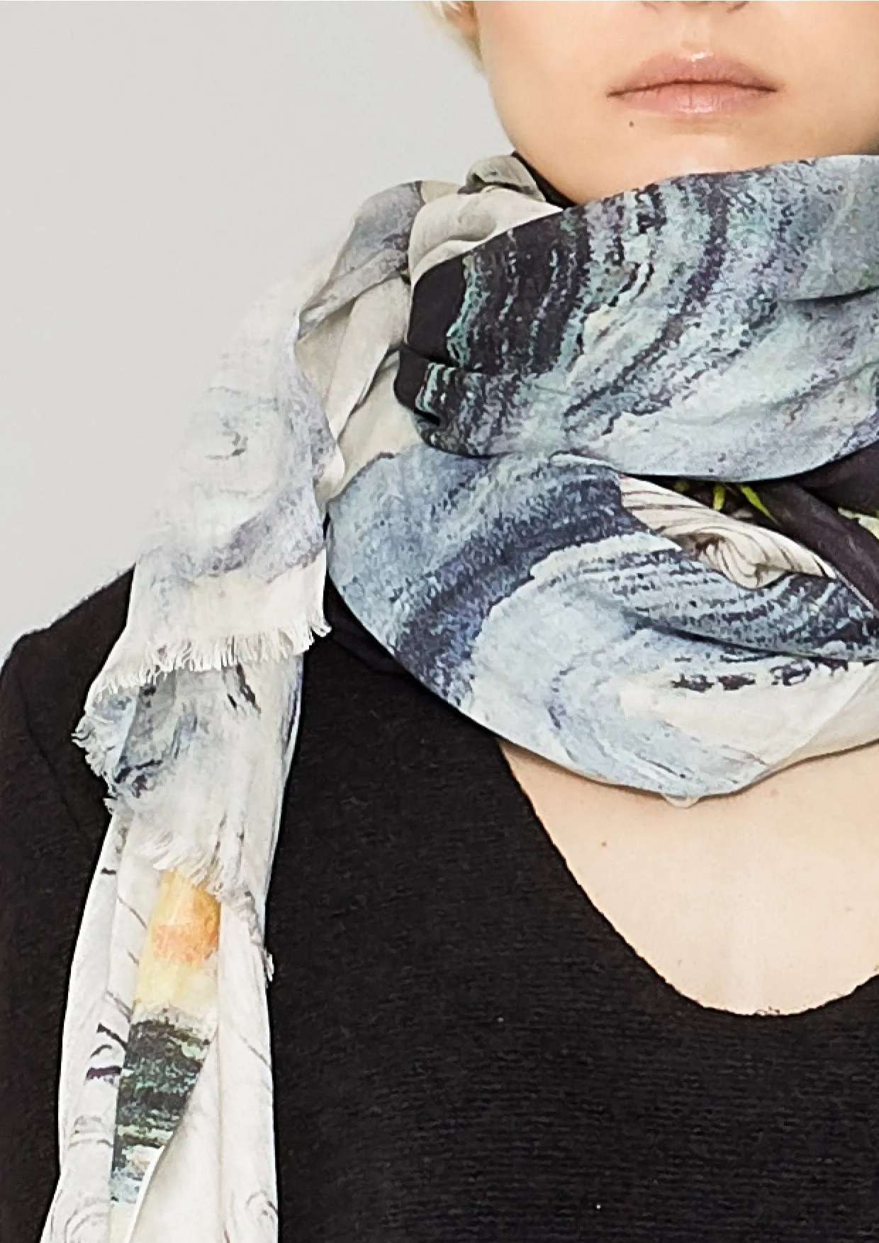 SCARF FRINGE - SOFT MODAL printed drawings