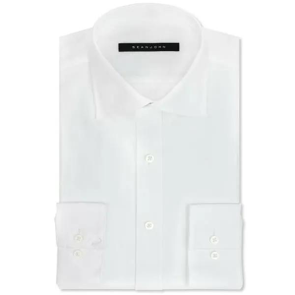 Sean John Men's Tailored Fit White Cotton Dress Shirt