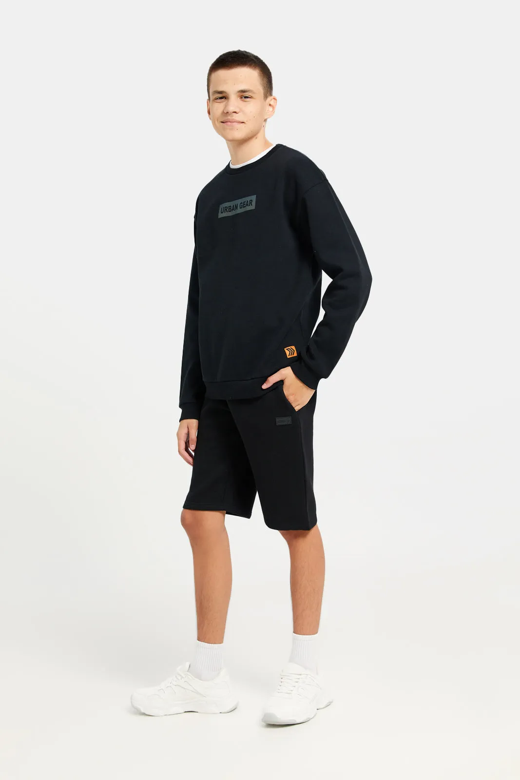 Senior Boys Black Back Print Sweatshirt