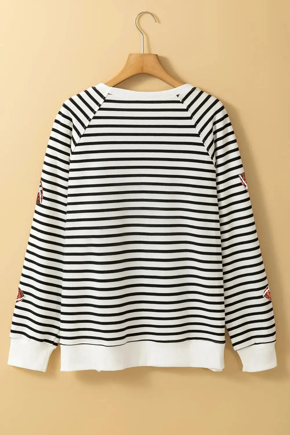 Sequin Football Striped Long Sleeve Sweatshirt