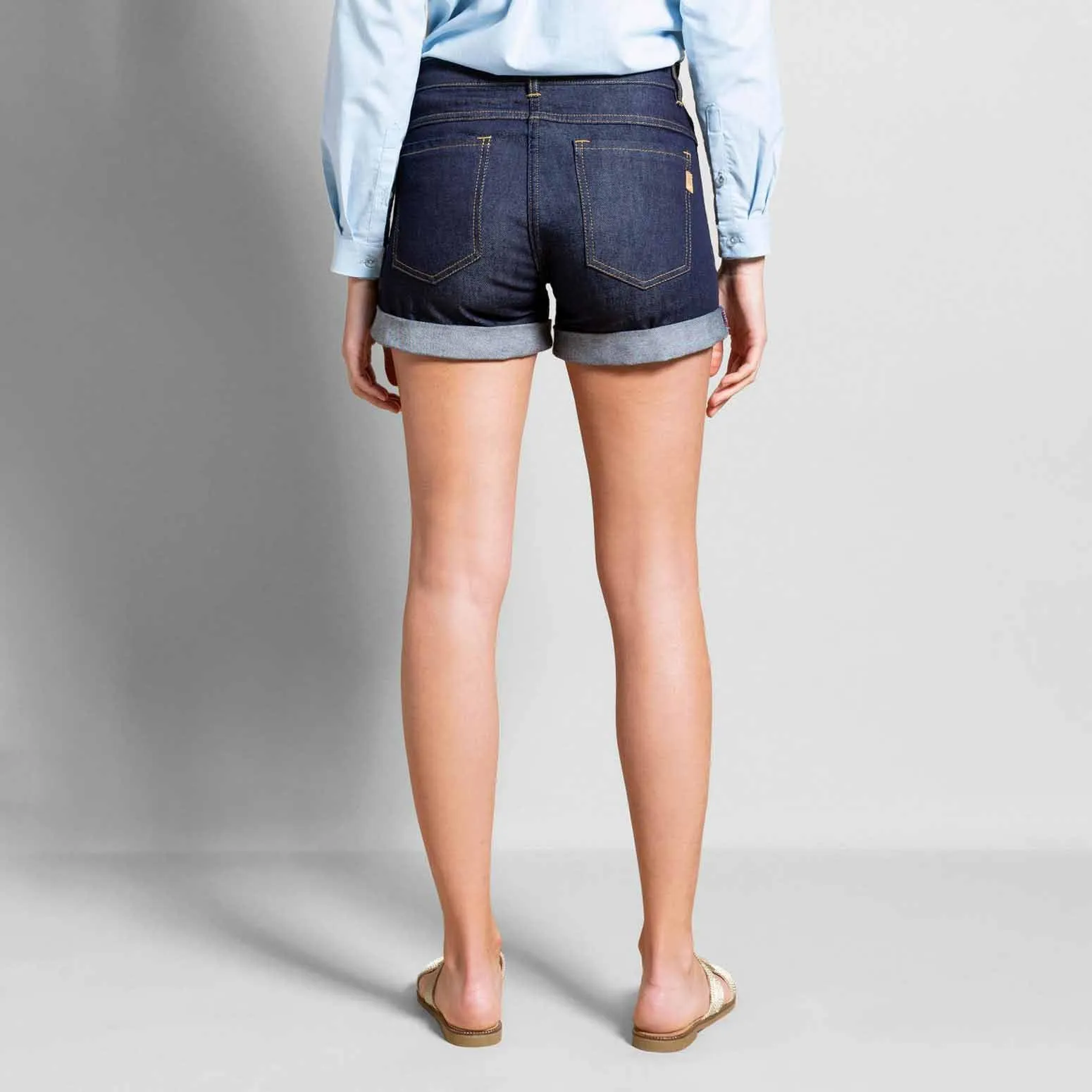 Short Sylvette jeans bleu taille standard