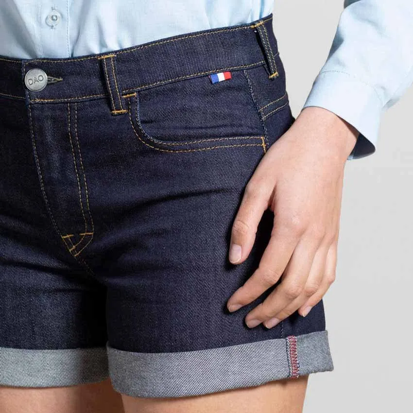 Short Sylvette jeans bleu taille standard