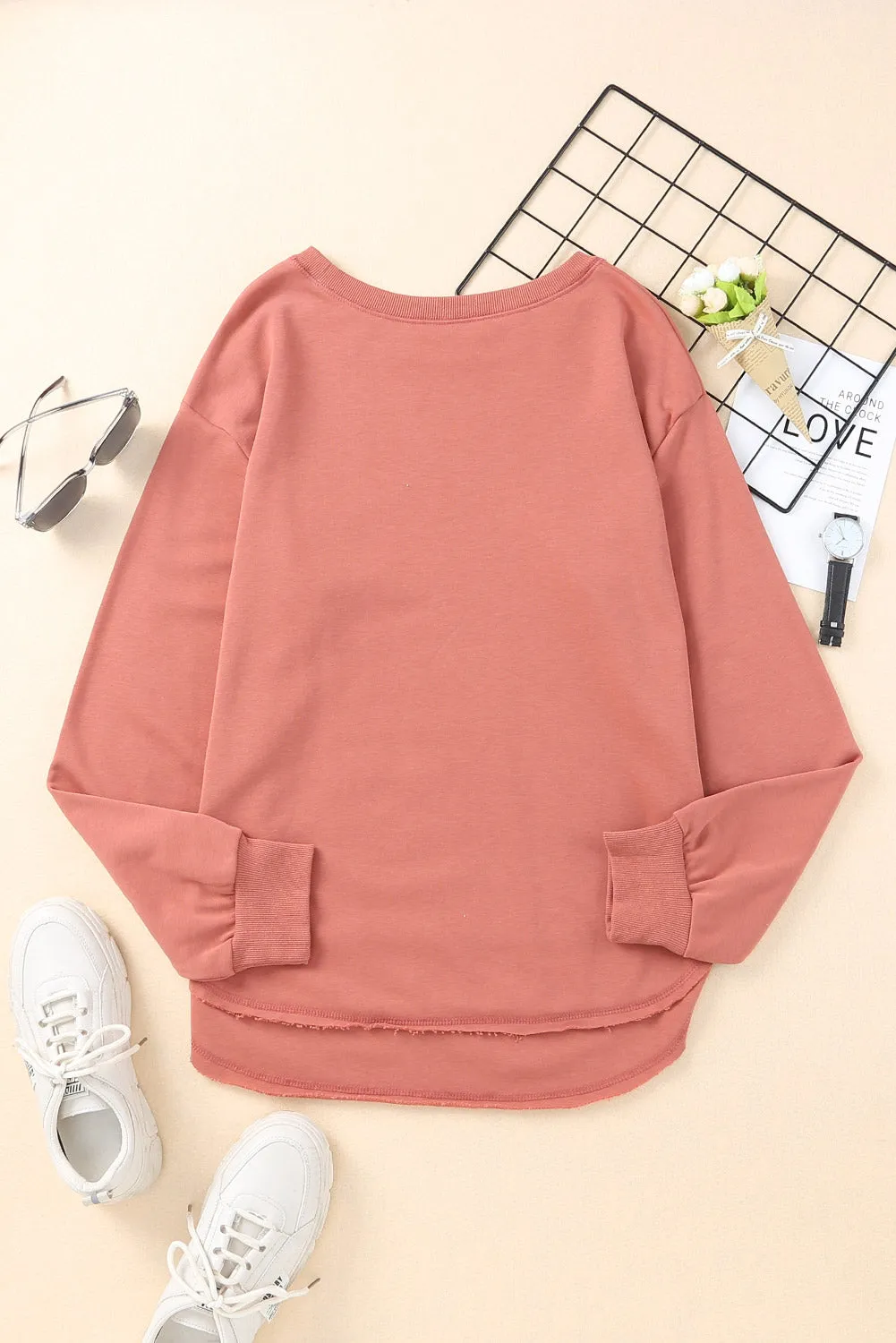 Side Slit Drop Shoulder Sweatshirt