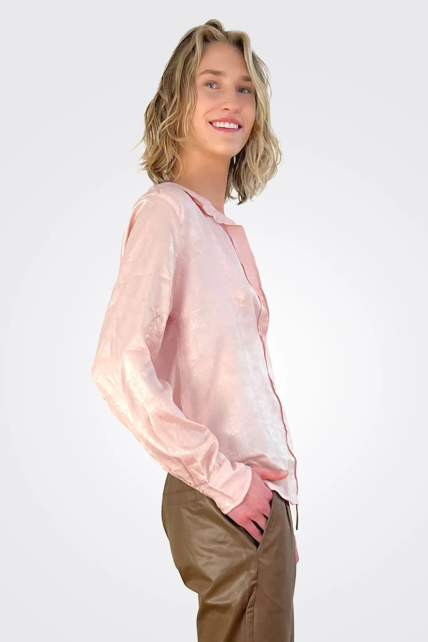 Siena Shimmer Shirt - Light Pink