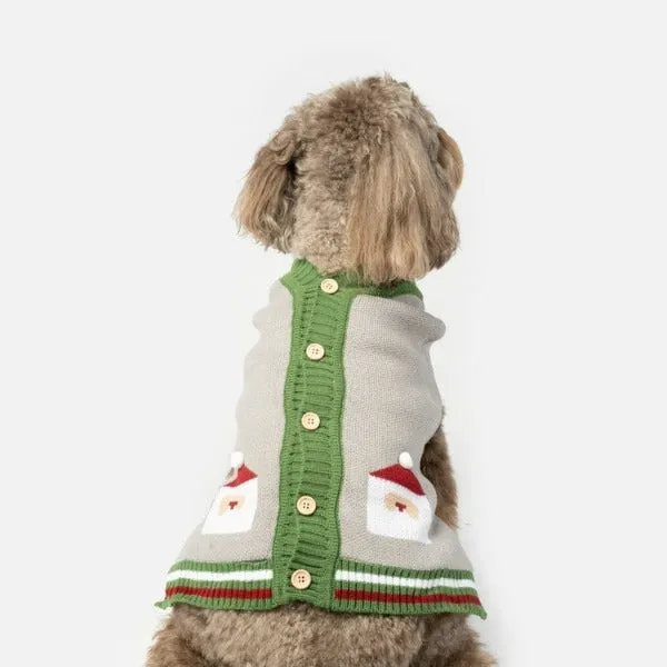 Silver Paw Santa Holiday Cardigan