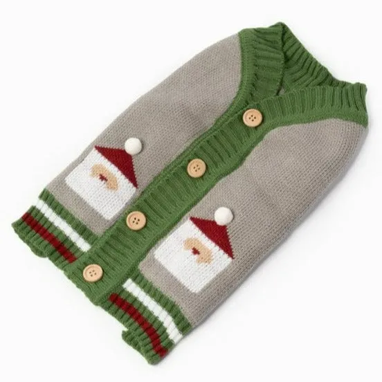 Silver Paw Santa Holiday Cardigan