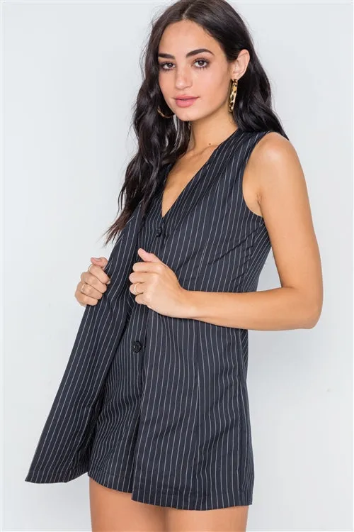 Sleeveless Romper with Layered Vest