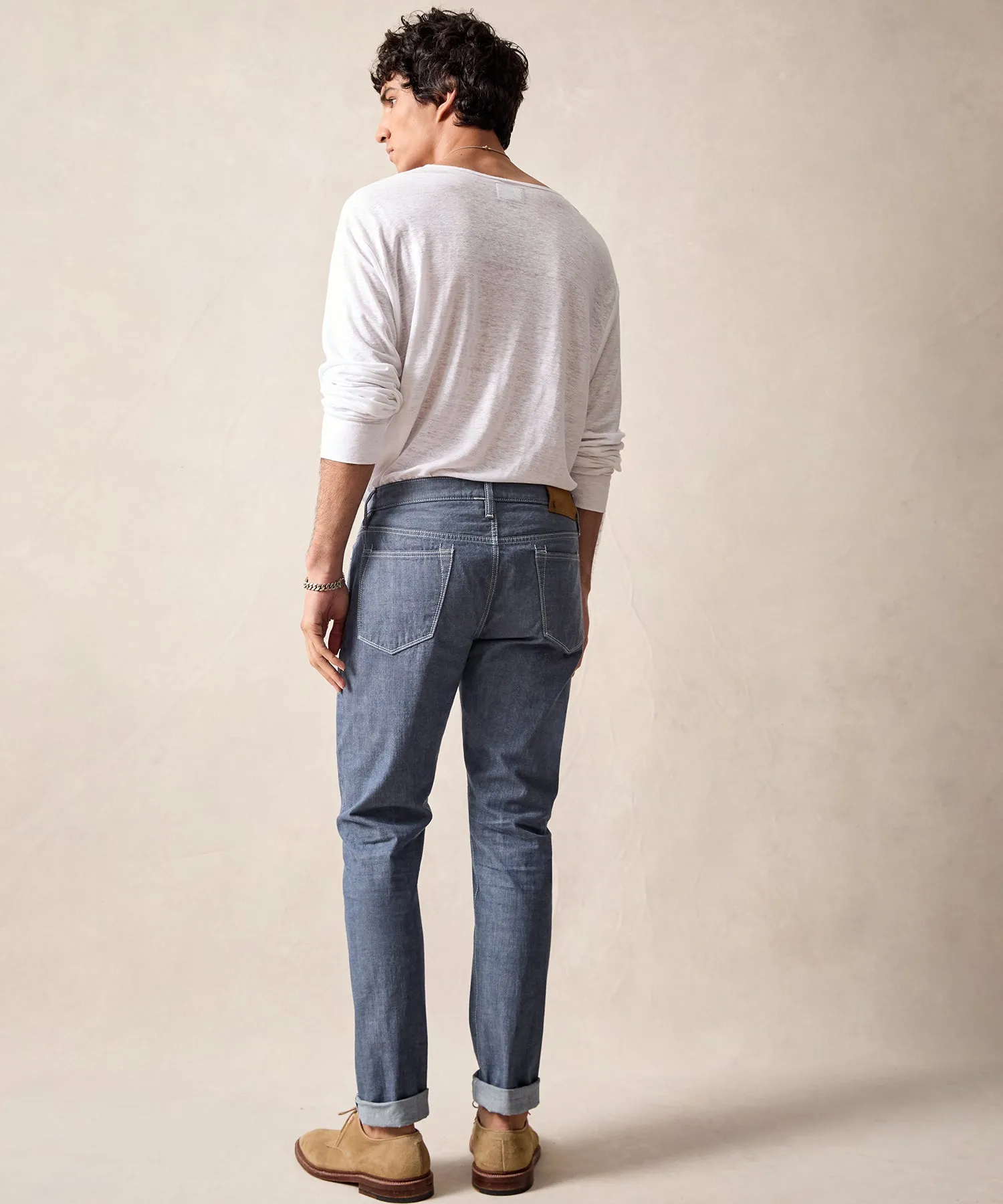 Slim Lightweight Japanese Selvedge Jean in Slate Blue