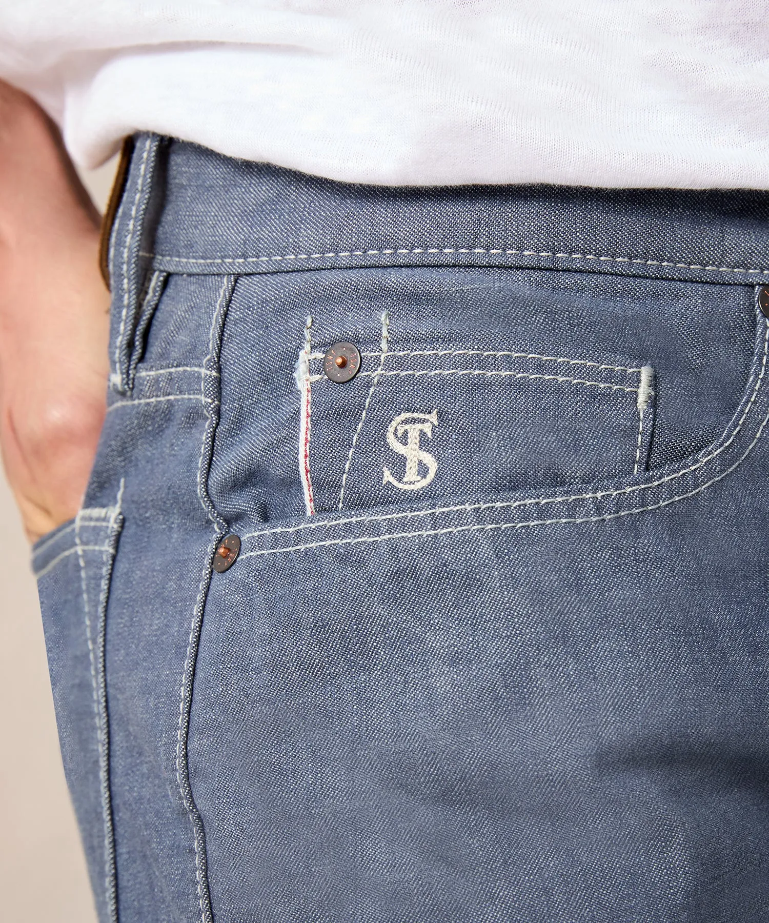 Slim Lightweight Japanese Selvedge Jean in Slate Blue