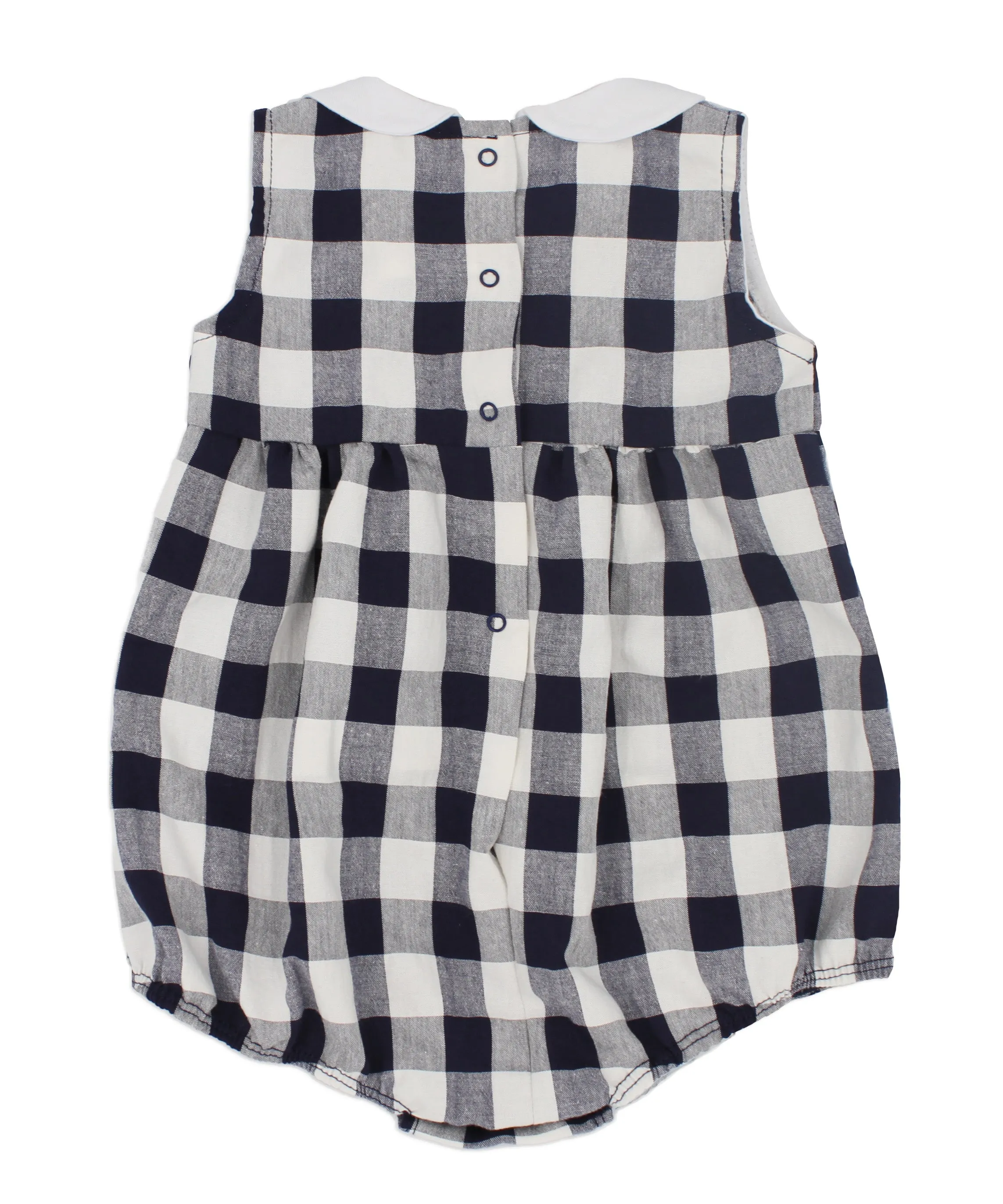 SS24 Rapife Baby Navy Blue Check Peter Pan Collar Romper