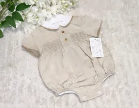 Stone boys romper with beige