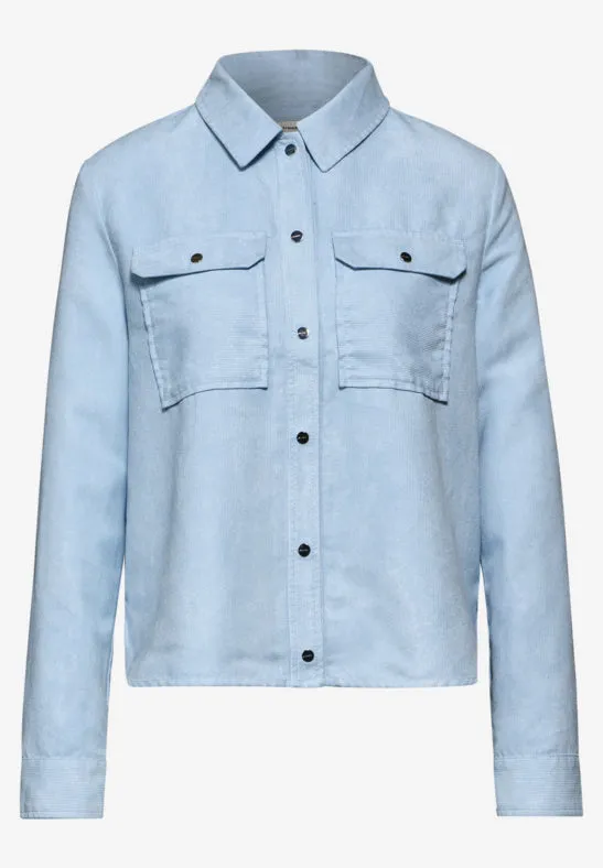 Street One Baby blue Cord Shirt  with collar and pockets 212244