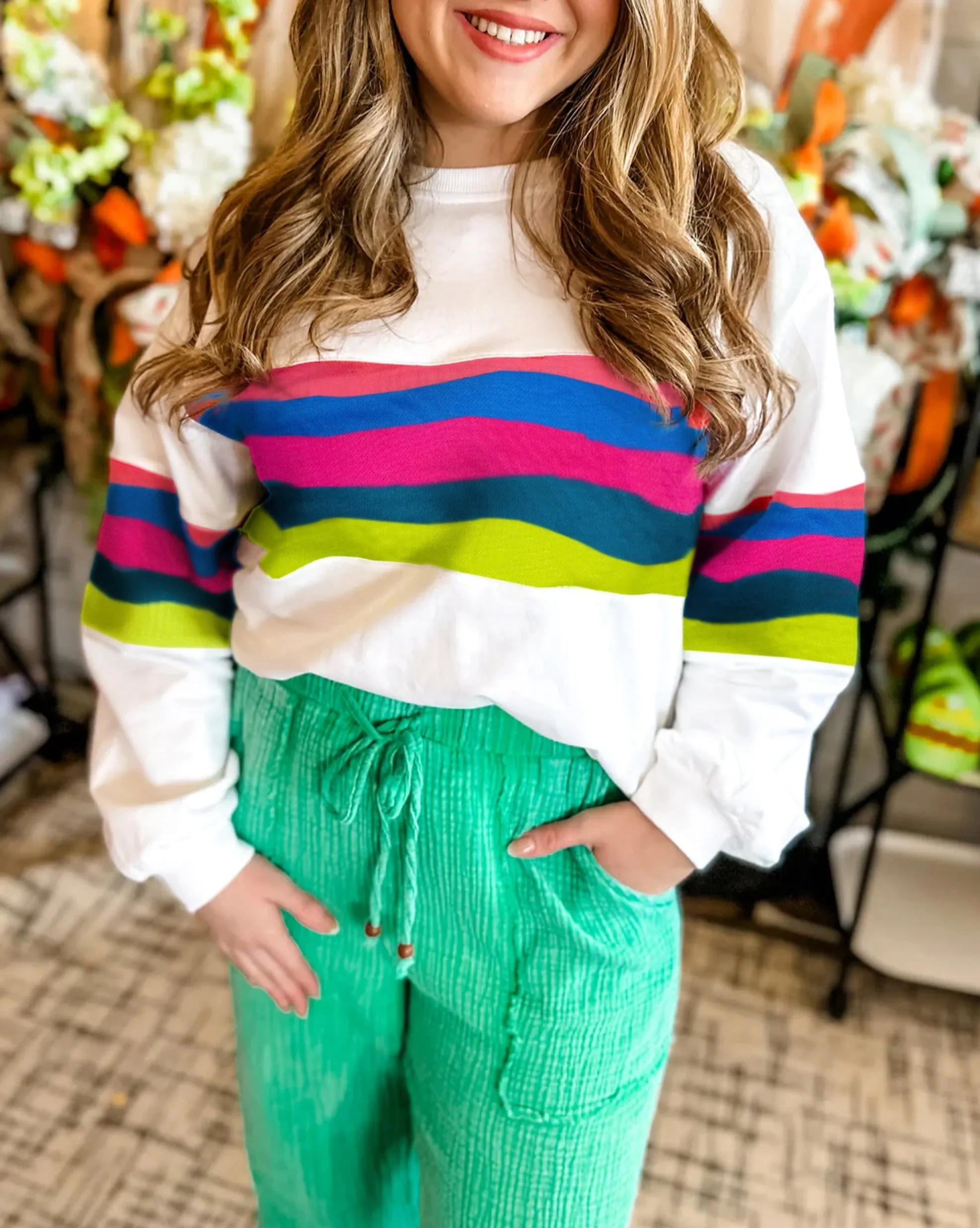 Stripe Colorblock Long Sleeve T-Shirt