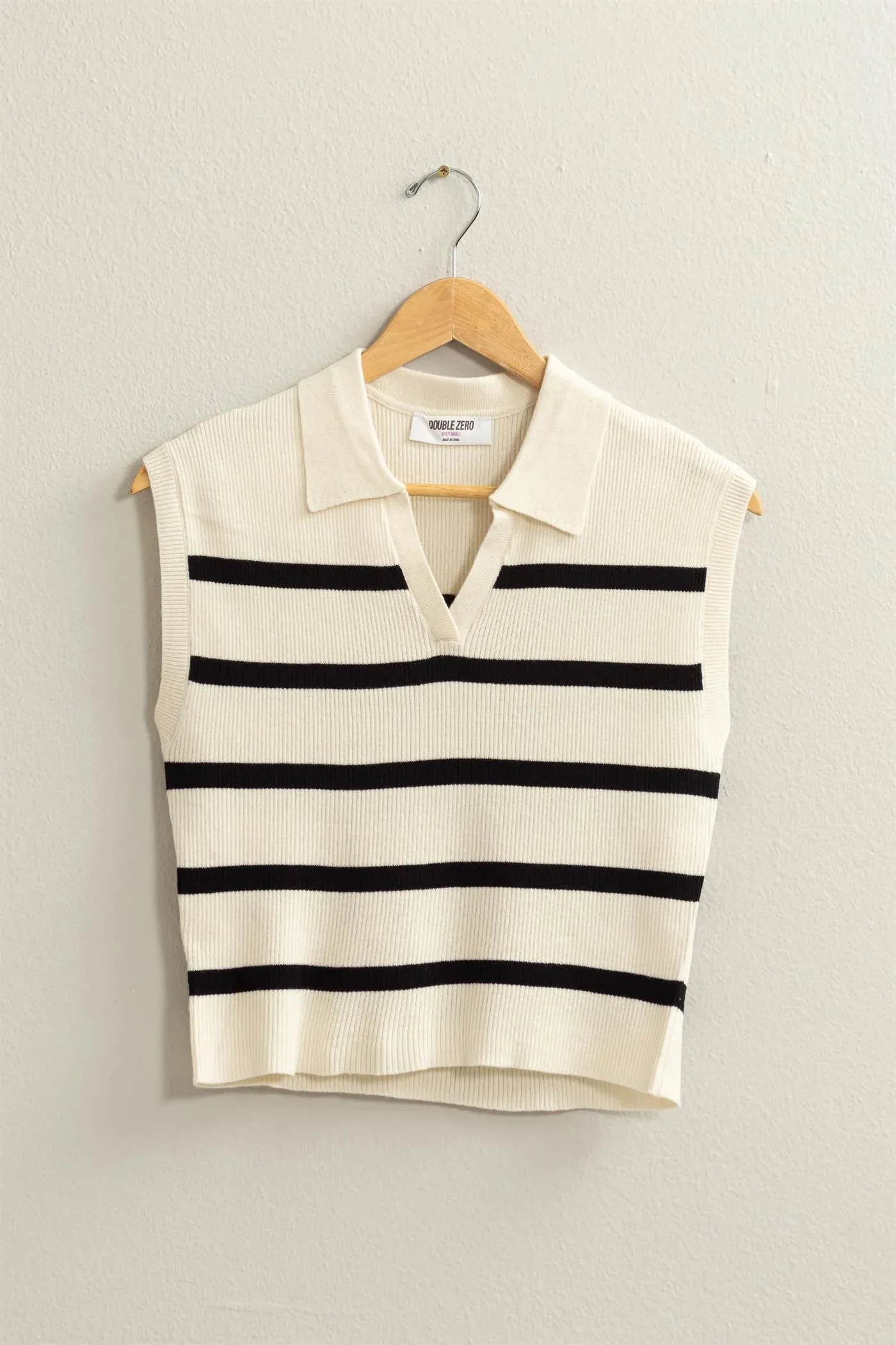 Striped Sleeveless Polo Vest