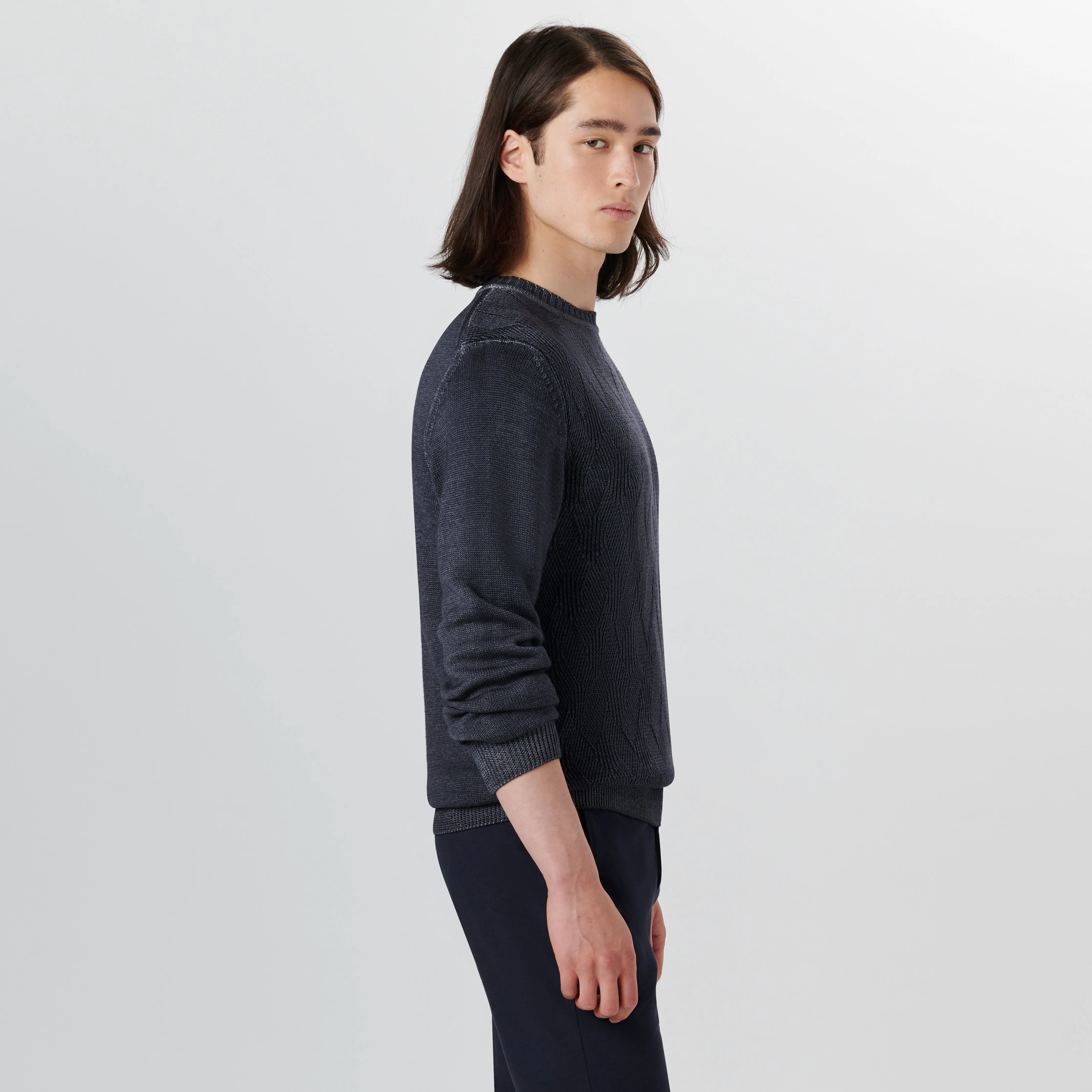 Super Merino Crew Neck Diamond Cable Sweater