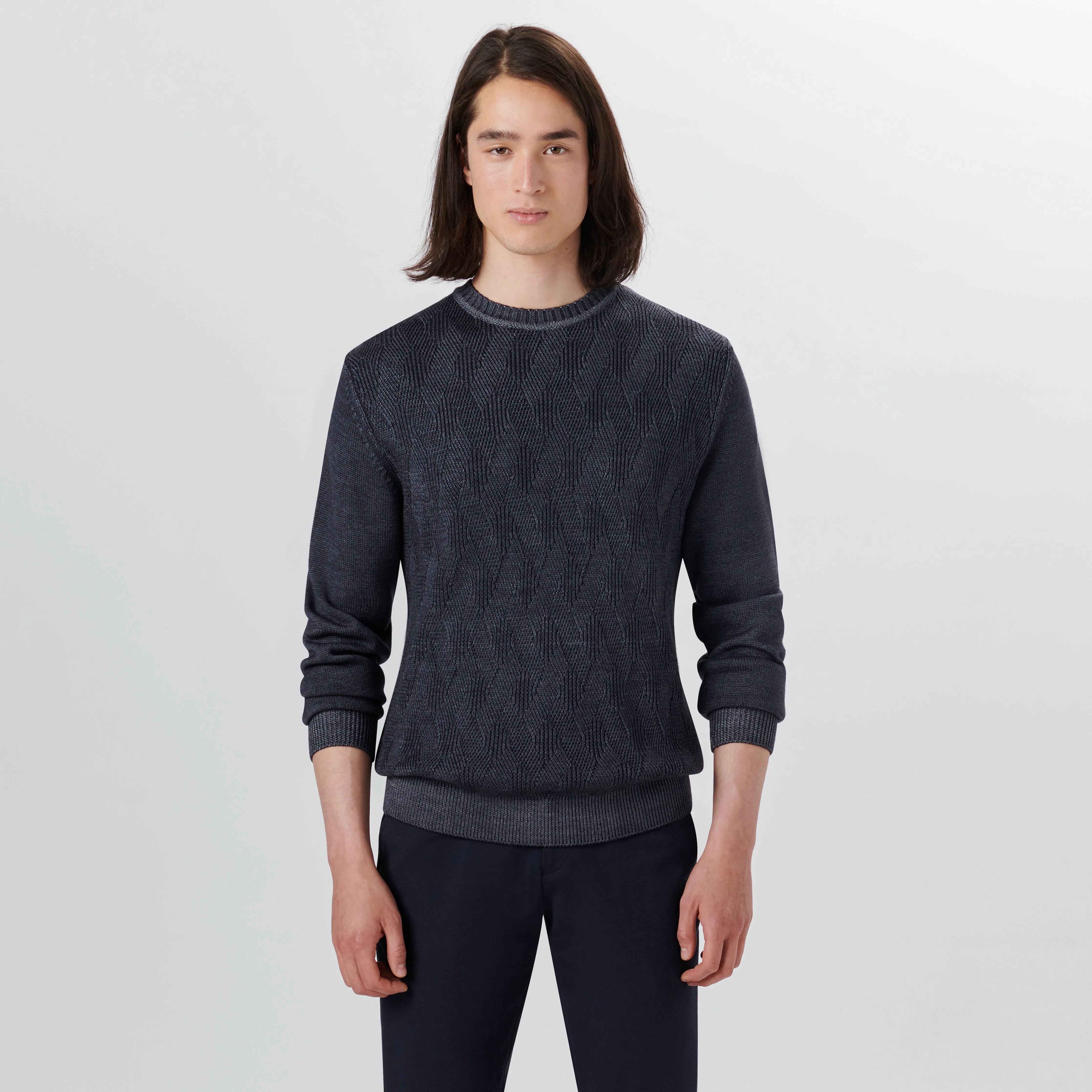 Super Merino Crew Neck Diamond Cable Sweater