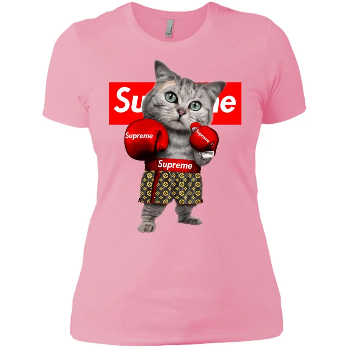 Supreme Boxing Cat Best Funny T-shirt Women Cotton T-Shirt