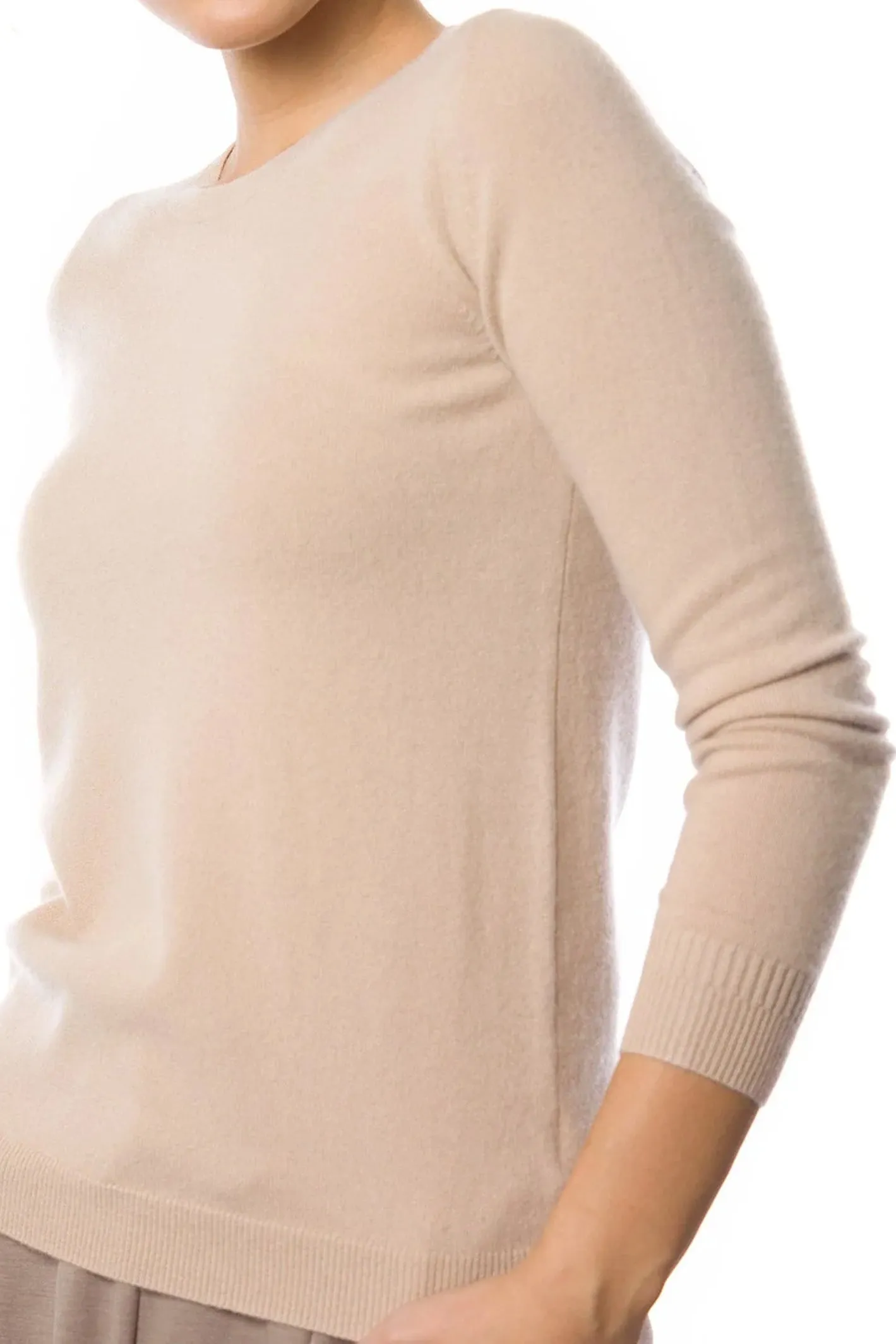 Sustainable Cashmere Crew Neck Sweater - Camel