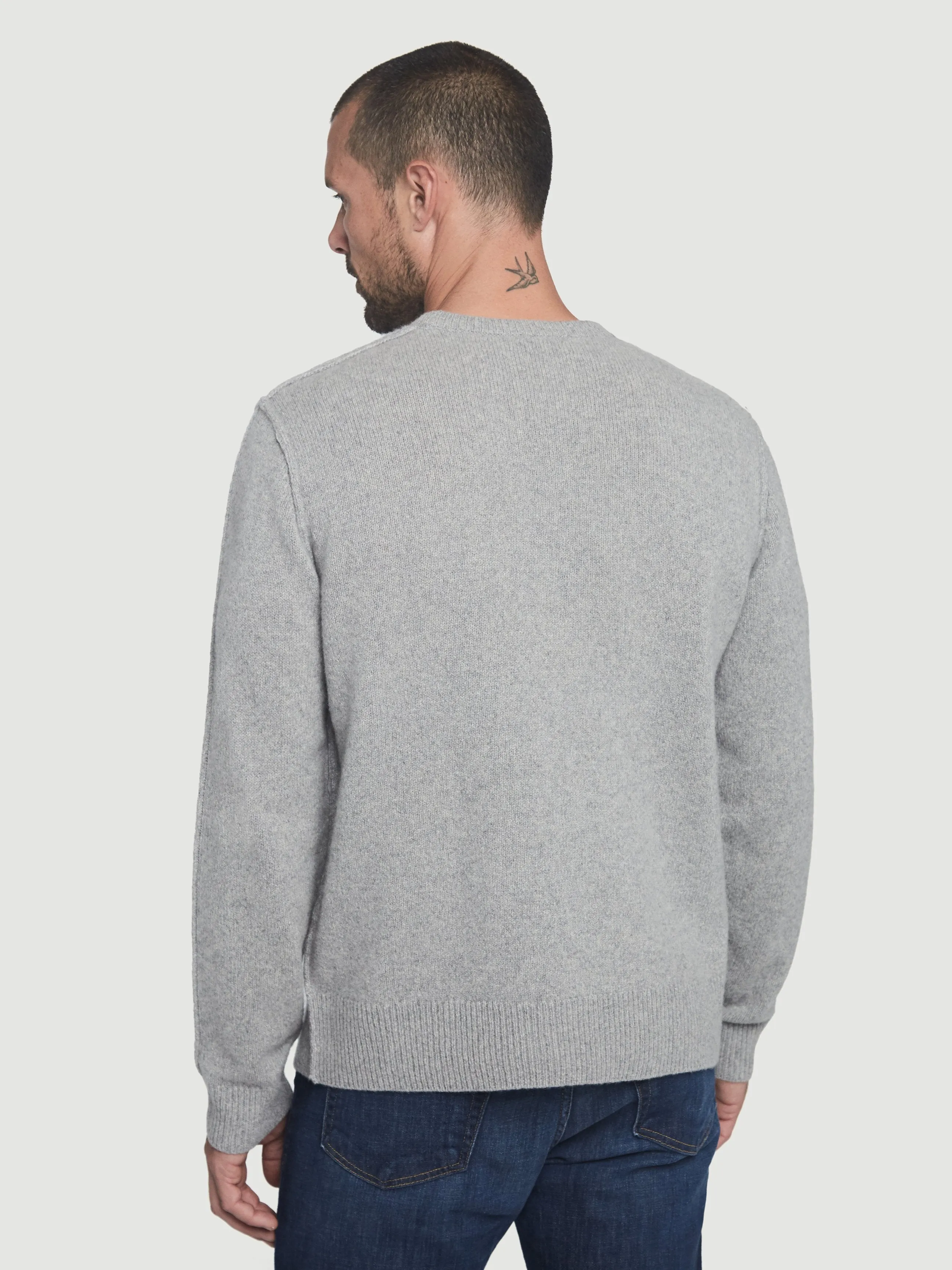 Sustainable Cashmere Seamed Crew -- Gris