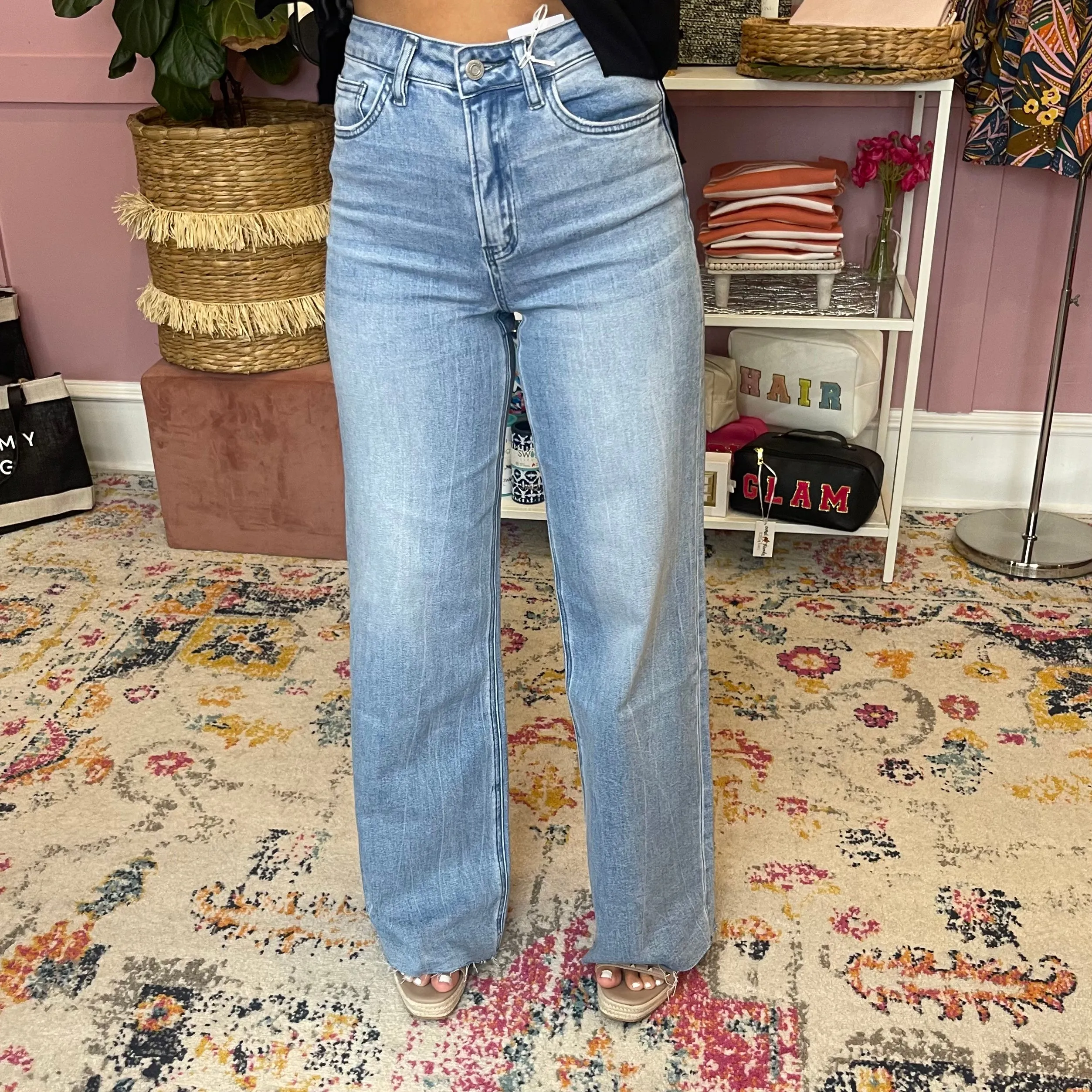 Take Me Away Super High Rise Wide Leg Jeans