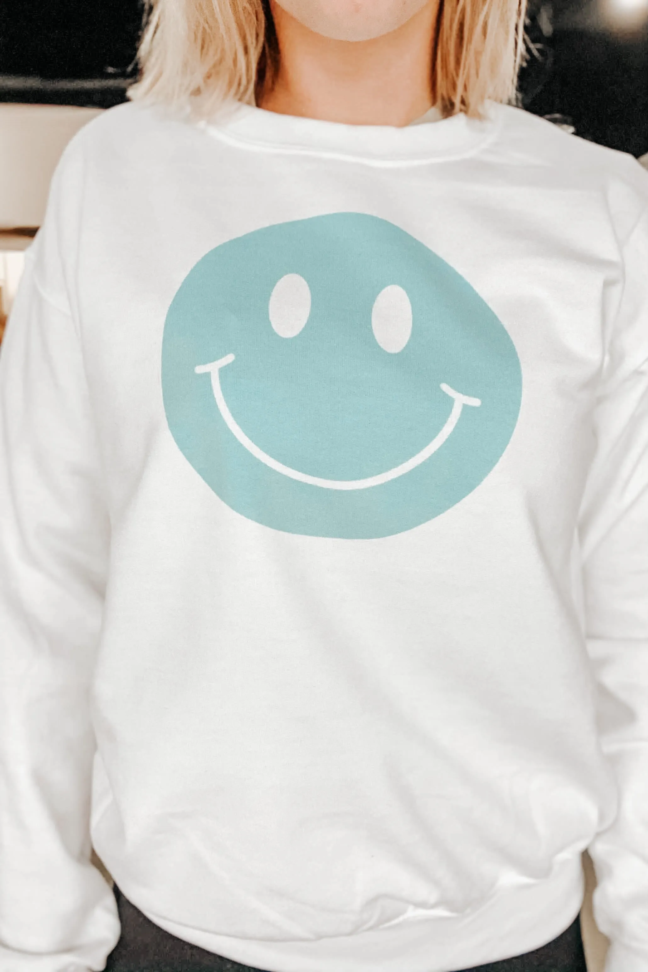 Teal Smile Graphic Sweatshirt